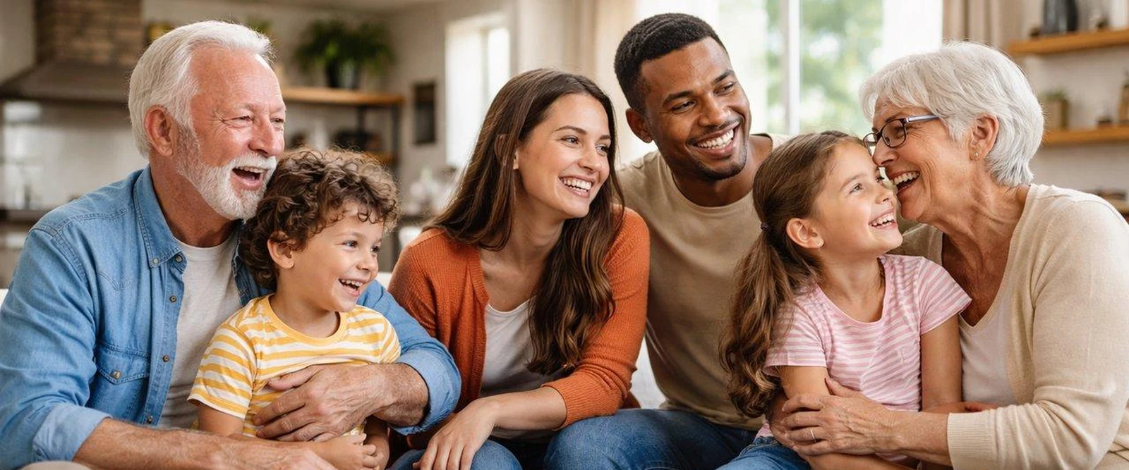 Three generations sharing a joyful family moment